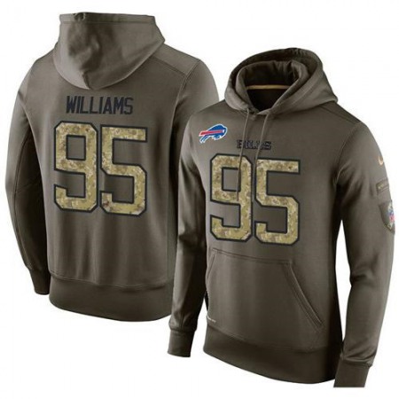NFL Men's  Buffalo Bills #95 Kyle Williams Stitched Green Olive Salute To Service KO Performance Hoodie