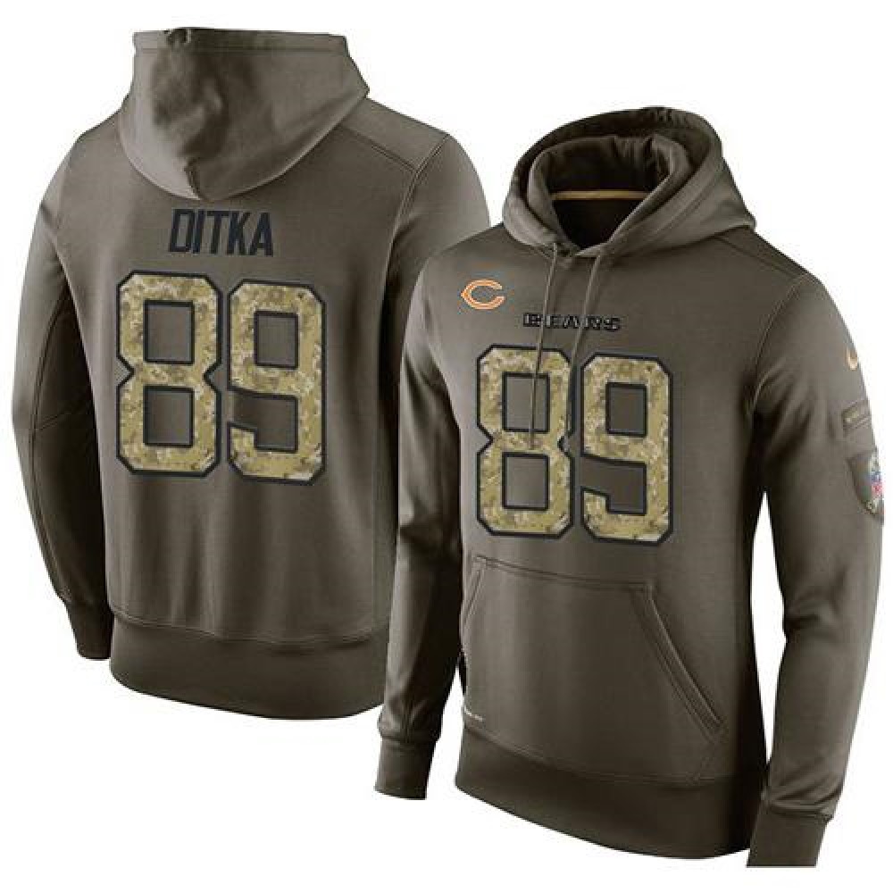 NFL Men's  Chicago Bears #89 Mike Ditka Stitched Green Olive Salute To Service KO Performance Hoodie