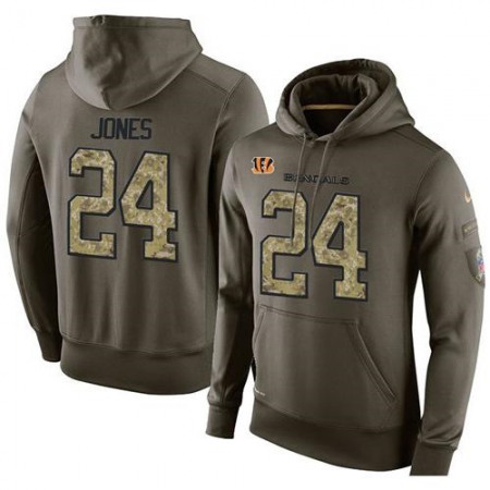 NFL Men's  Cincinnati Bengals #24 Adam Jones Stitched Green Olive Salute To Service KO Performance Hoodie