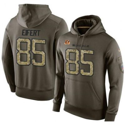NFL Men's  Cincinnati Bengals #85 Tyler Eifert Stitched Green Olive Salute To Service KO Performance Hoodie