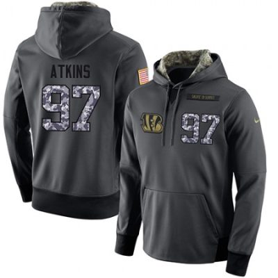 NFL Men's  Cincinnati Bengals #97 Geno Atkins Stitched Black Anthracite Salute to Service Player Performance Hoodie