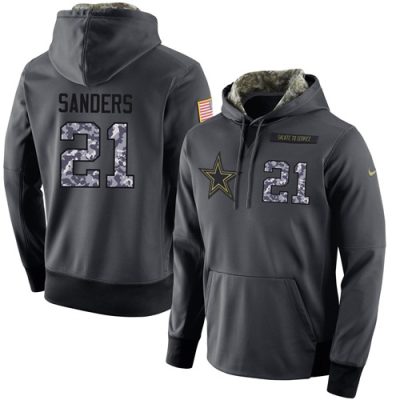 NFL Men's  Dallas Cowboys #21 Deion Sanders Stitched Black Anthracite Salute to Service Player Performance Hoodie