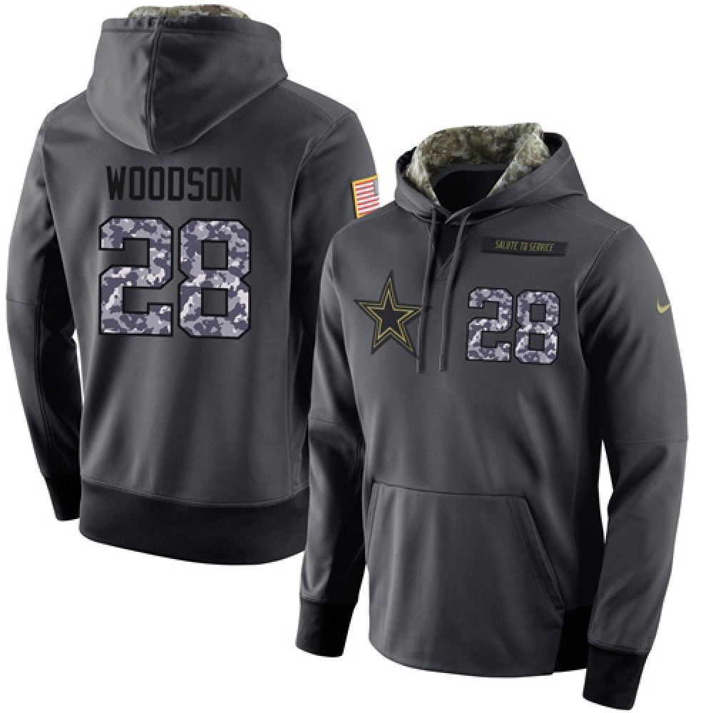 NFL Men's  Dallas Cowboys #28 Darren Woodson Stitched Black Anthracite Salute to Service Player Performance Hoodie