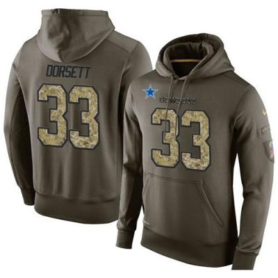 NFL Men's  Dallas Cowboys #33 Tony Dorsett Stitched Green Olive Salute To Service KO Performance Hoodie