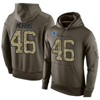 NFL Men's  Dallas Cowboys #46 Alfred Morris Stitched Green Olive Salute To Service KO Performance Hoodie