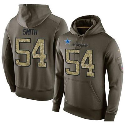 NFL Men's  Dallas Cowboys #54 Jaylon Smith Stitched Green Olive Salute To Service KO Performance Hoodie