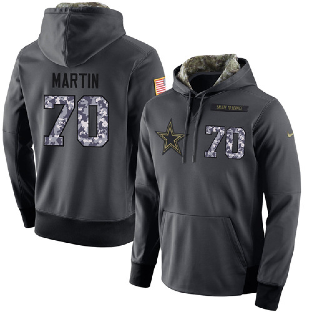 NFL Men's Dallas Cowboys #70 Zack Martin Stitched Black Anthracite Salute to Service Player Performance Hoodie