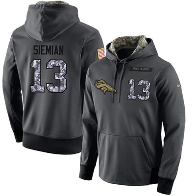 NFL Men's  Denver Broncos #13 Trevor Siemian Stitched Black Anthracite Salute to Service Player Performance Hoodie