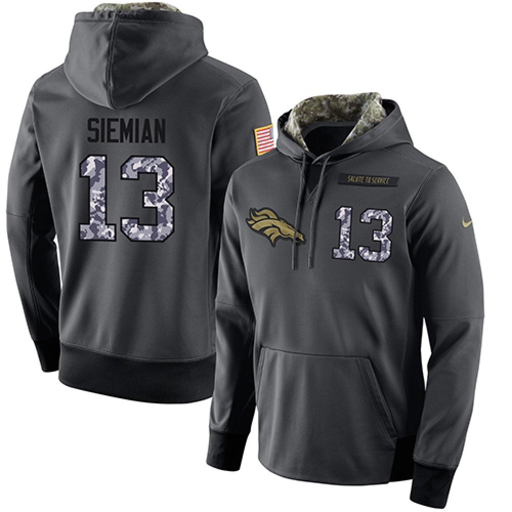 NFL Men's  Denver Broncos #13 Trevor Siemian Stitched Black Anthracite Salute to Service Player Performance Hoodie