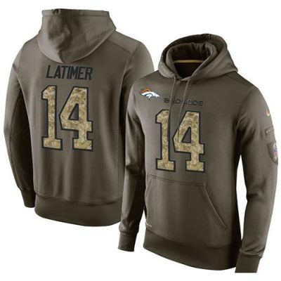 NFL Men's  Denver Broncos #14 Cody Latimer Stitched Green Olive Salute To Service KO Performance Hoodie