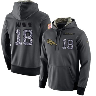 NFL Men's  Denver Broncos #18 Peyton Manning Stitched Black Anthracite Salute to Service Player Performance Hoodie