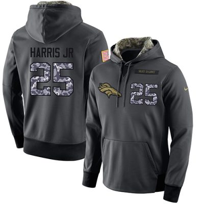 NFL Men's  Denver Broncos #25 Chris Harris Jr Stitched Black Anthracite Salute to Service Player Performance Hoodie