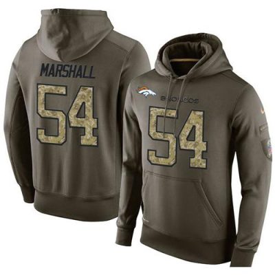 NFL Men's  Denver Broncos #54 Brandon Marshall Stitched Green Olive Salute To Service KO Performance Hoodie