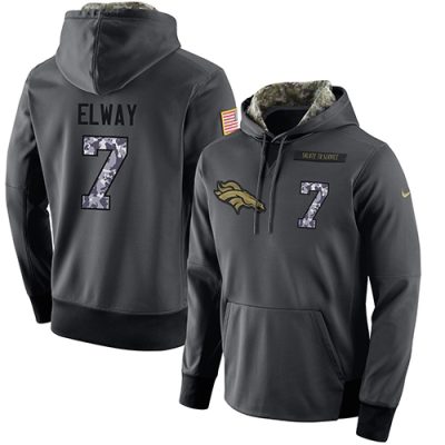 NFL Men's  Denver Broncos #7 John Elway Stitched Black Anthracite Salute to Service Player Performance Hoodie