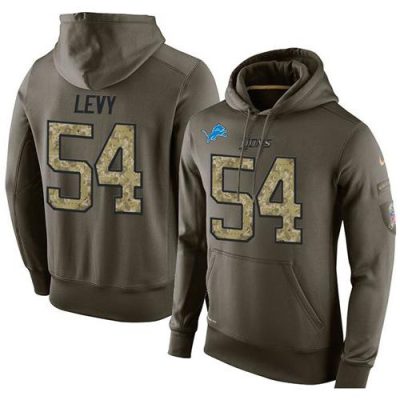 NFL Men's  Detroit Lions #54 DeAndre Levy Stitched Green Olive Salute To Service KO Performance Hoodie