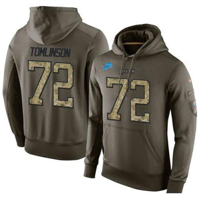 NFL Men's  Detroit Lions #72 Laken Tomlinson Stitched Green Olive Salute To Service KO Performance Hoodie