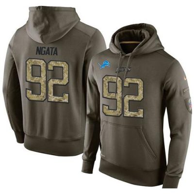 NFL Men's  Detroit Lions #92 Haloti Ngata Stitched Green Olive Salute To Service KO Performance Hoodie