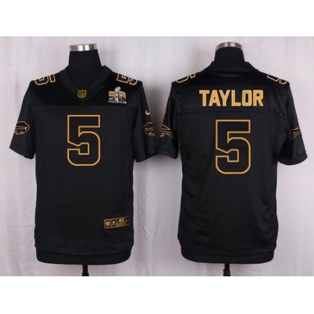 Bills #5 Tyrod Taylor Black Men's Stitched NFL Elite Pro Line Gold Collection Jersey