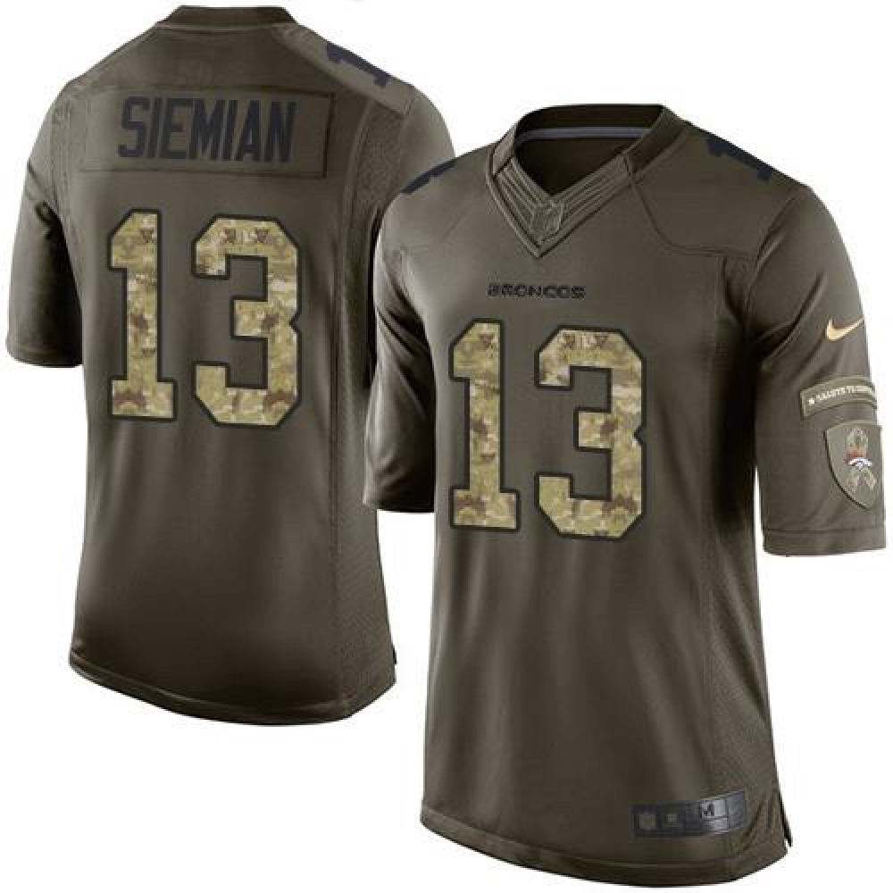 Broncos #13 Trevor Siemian Green Men's Stitched NFL Limited Salute To Service Jersey