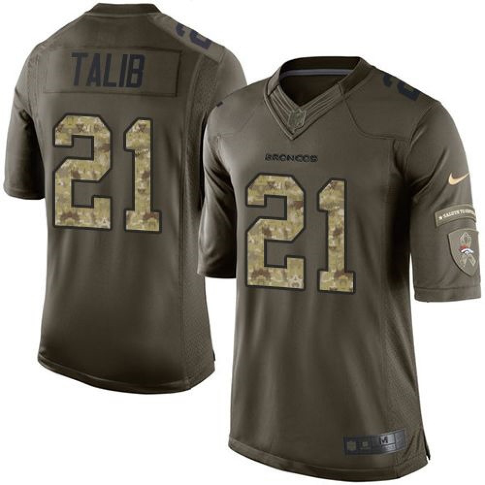 Broncos #21 Aqib Talib Green Men's Stitched NFL Limited Salute To Service Jersey