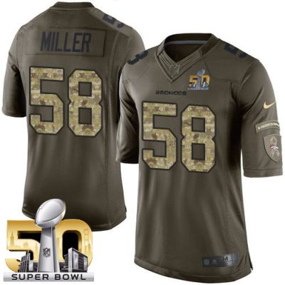 Broncos #58 Von Miller Green Super Bowl 50 Men's Stitched NFL Limited Salute To Service Jersey