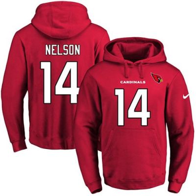 Cardinals #14 J.J. Nelson Red Name & Number Pullover NFL Hoodie