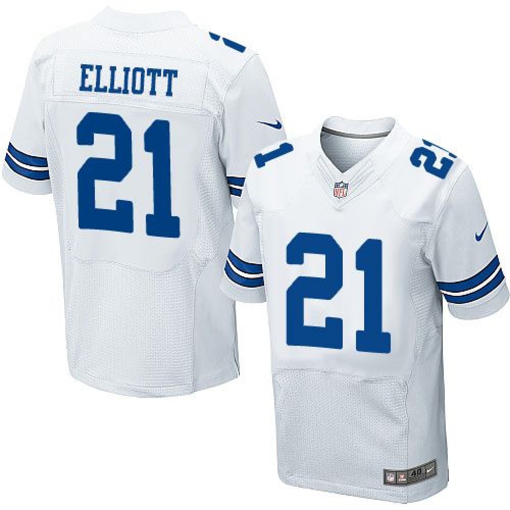 Cowboys #21 Ezekiel Elliott White Men's Stitched NFL Elite Jersey