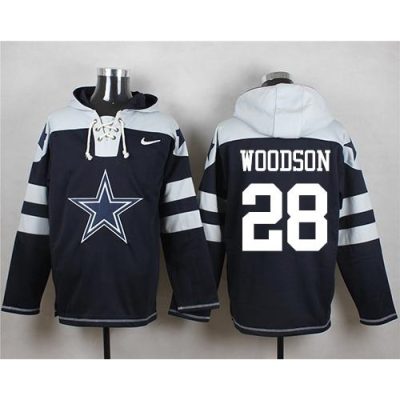 Cowboys #28 Darren Woodson Navy Blue Player Pullover NFL Hoodie