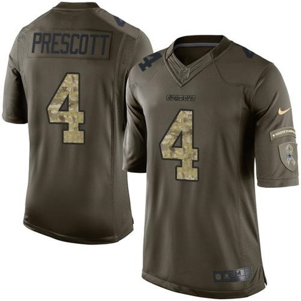 Cowboys #4 Dak Prescott Green Men's Stitched NFL Limited Salute To Service Jersey