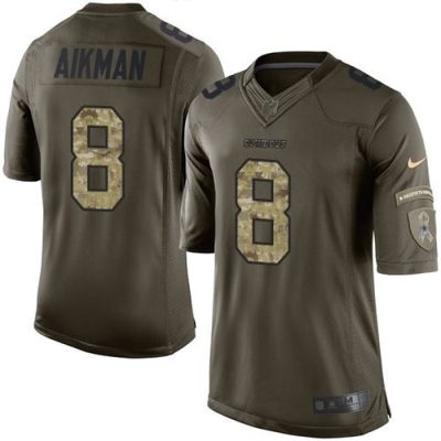 Cowboys #8 Troy Aikman Green Men's Stitched NFL Limited Salute To Service Jersey