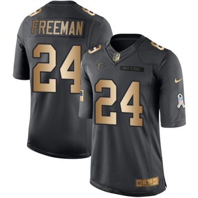 Falcons #24 Devonta Freeman Black Men's Stitched NFL Limited Gold Salute To Service Jersey