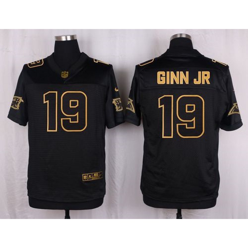 Panthers #19 Ted Ginn Jr Black Men's Stitched NFL Elite Pro Line Gold Collection Jersey