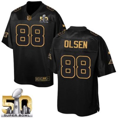 Panthers #88 Greg Olsen Black Super Bowl 50 Men's Stitched NFL Elite Pro Line Gold Collection Jersey
