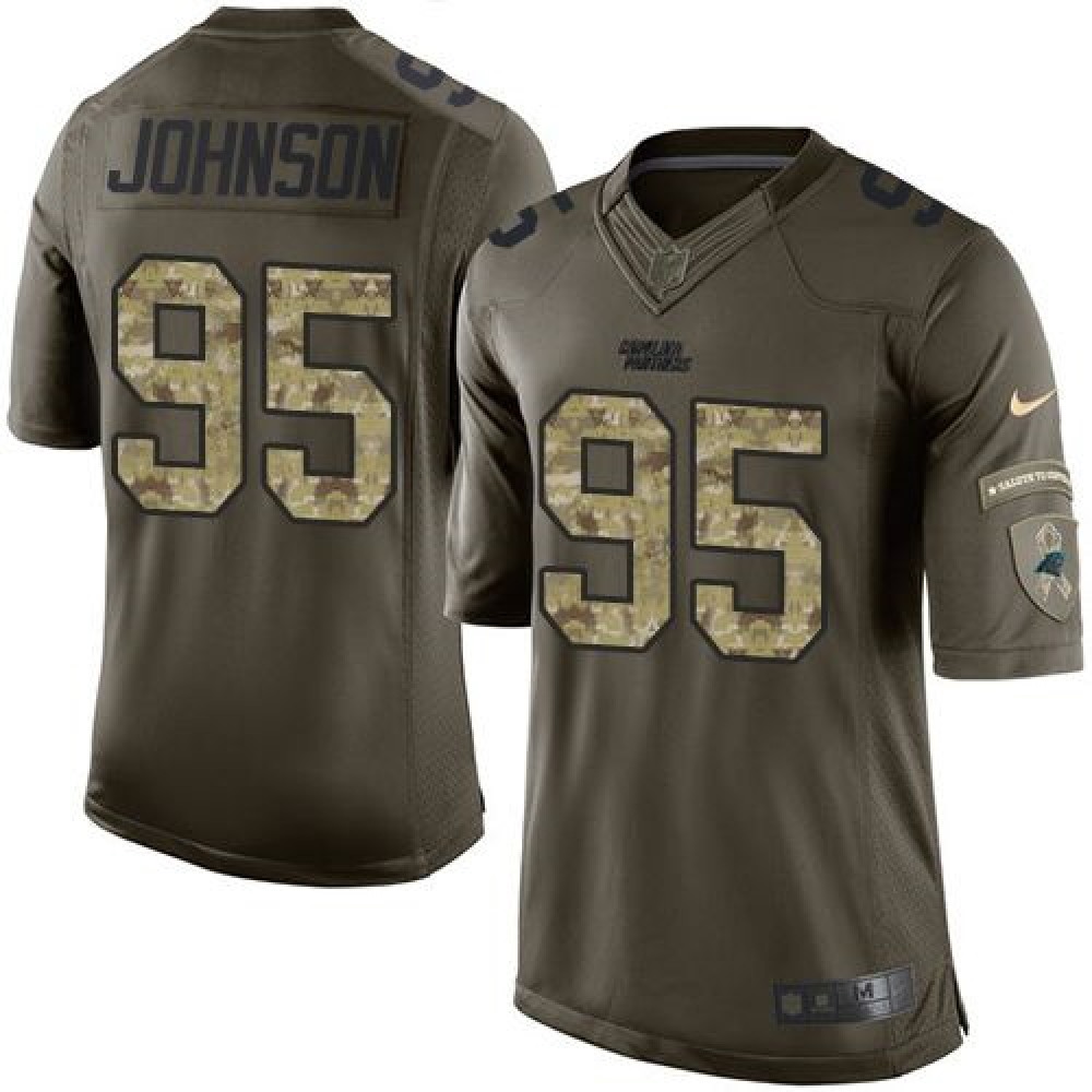 Panthers #95 Charles Johnson Green Men's Stitched NFL Limited Salute to Service Jersey