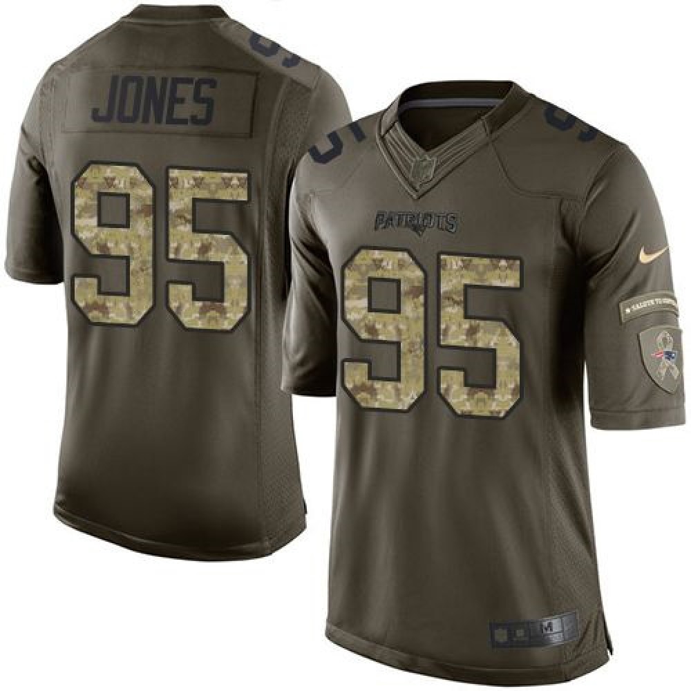 Patriots #95 Chandler Jones Green Youth Stitched NFL Limited Salute to Service Jersey