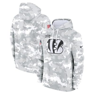 Men's Cincinnati Bengals  Arctic Camo 2024 Salute to Service Club Fleece Pullover Hoodie