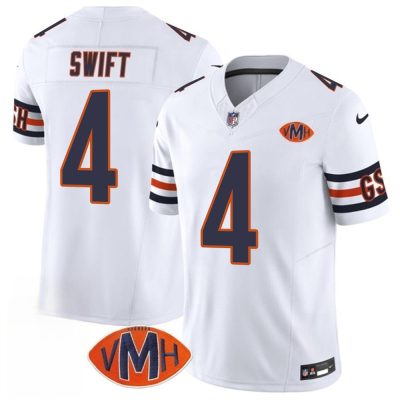 Youth Chicago Bears #4 D'Andre Swift White 2025 F.U.S.E. With VMH Patch Vapor Untouchable Limited Stitched Football Jersey