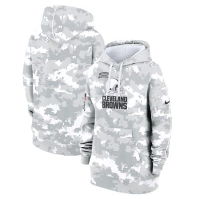 Women's Cleveland Browns  Arctic Camo 2024 Salute To Service Club Fleece Pullover Hoodie
