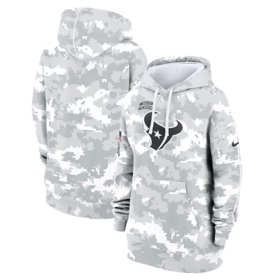 Women's Houston Texans  Arctic Camo 2024 Salute To Service Club Fleece Pullover Hoodie