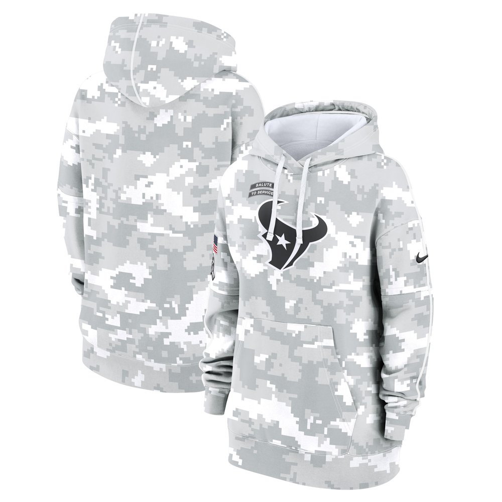 Women's Houston Texans Arctic Camo 2024 Salute To Service Club Fleece Pullover Hoodie