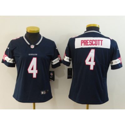 Women's Dallas Cowboys #4 Dak Prescott Navy Pink Women Vapor Untouchable Limited Jersey