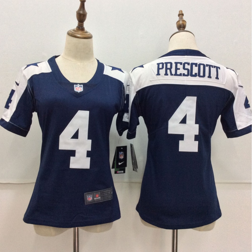 Women's  Dallas Cowboys #4 Dak Prescott Blue Throwback Vapor Untouchable Player Limited Stitched NFL Jersey