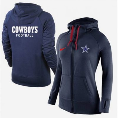 Women's  Dallas Cowboys Full-Zip Performance Hoodie Dark Blue