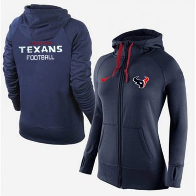 Women's  Houston Texans Full-Zip Performance Hoodie Dark Blue