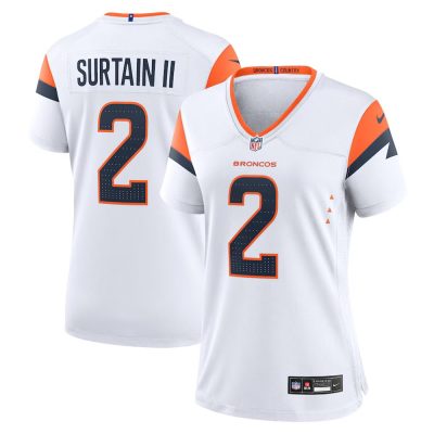 Women's Denver Broncos #2 Patrick Surtain II  White Mile High Collection Game Jersey