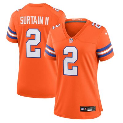 Women's Denver Broncos Patrick Surtain II  Orange Mile High Collection 1977 Throwback Player Game Jersey