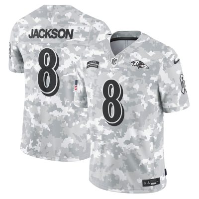 Men's Baltimore Ravens Lamar Jackson  Arctic Camo 2024 Salute to Service Limited Jersey