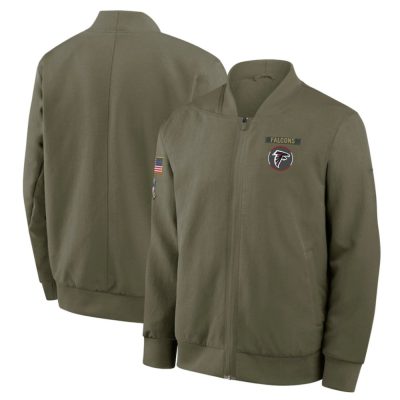 Men's Atlanta Falcons  Olive 2025 Salute to Service Sideline Full-Zip Bomber Jacket