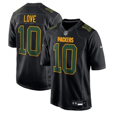 Youth Green Bay Packers #10 Jordan Love  Carbon Black Fashion Game Jersey