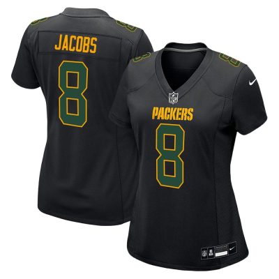 Women's Green Bay Packers #8 Josh Jacobs  Carbon Black Fashion Game Jersey